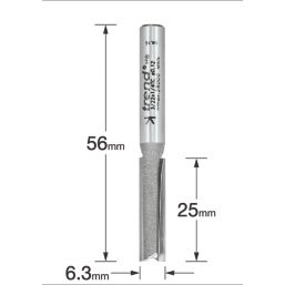 Trend 3/22X1/4TC 1/4" Straight Cutter 6.3mm x 25mm