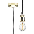 Knightsbridge  1.8m Vintage Long Pendant Light Fitting ES Polished Brass 3 1/2"