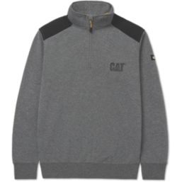 CAT Essential 1/4 Zip Sweatshirt Grey Large 42" Chest