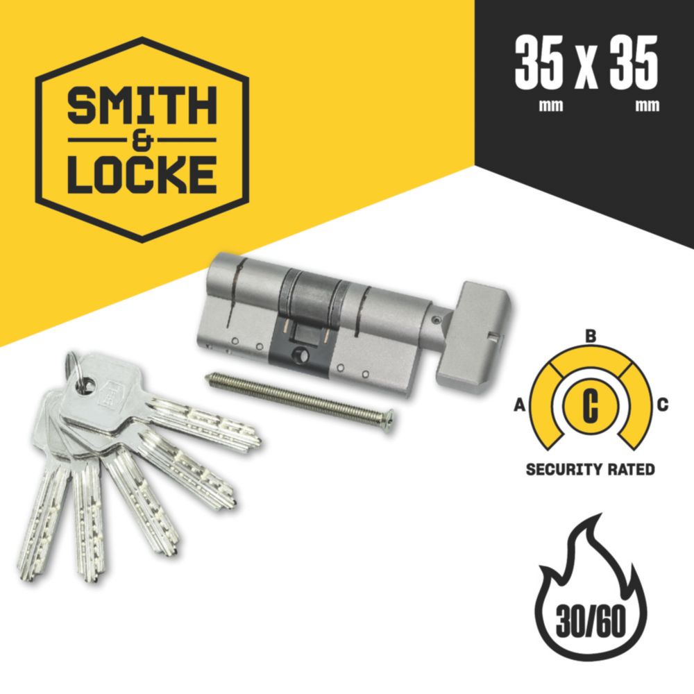 Smith & Locke Fire Rated 3 Star Diamond Thumbturn Cylinder Lock 35