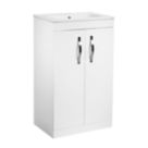 Essentials Ablis Freestanding Vanity Unit with Ceramic Basin Gloss White 510mm x 400mm x 846mm