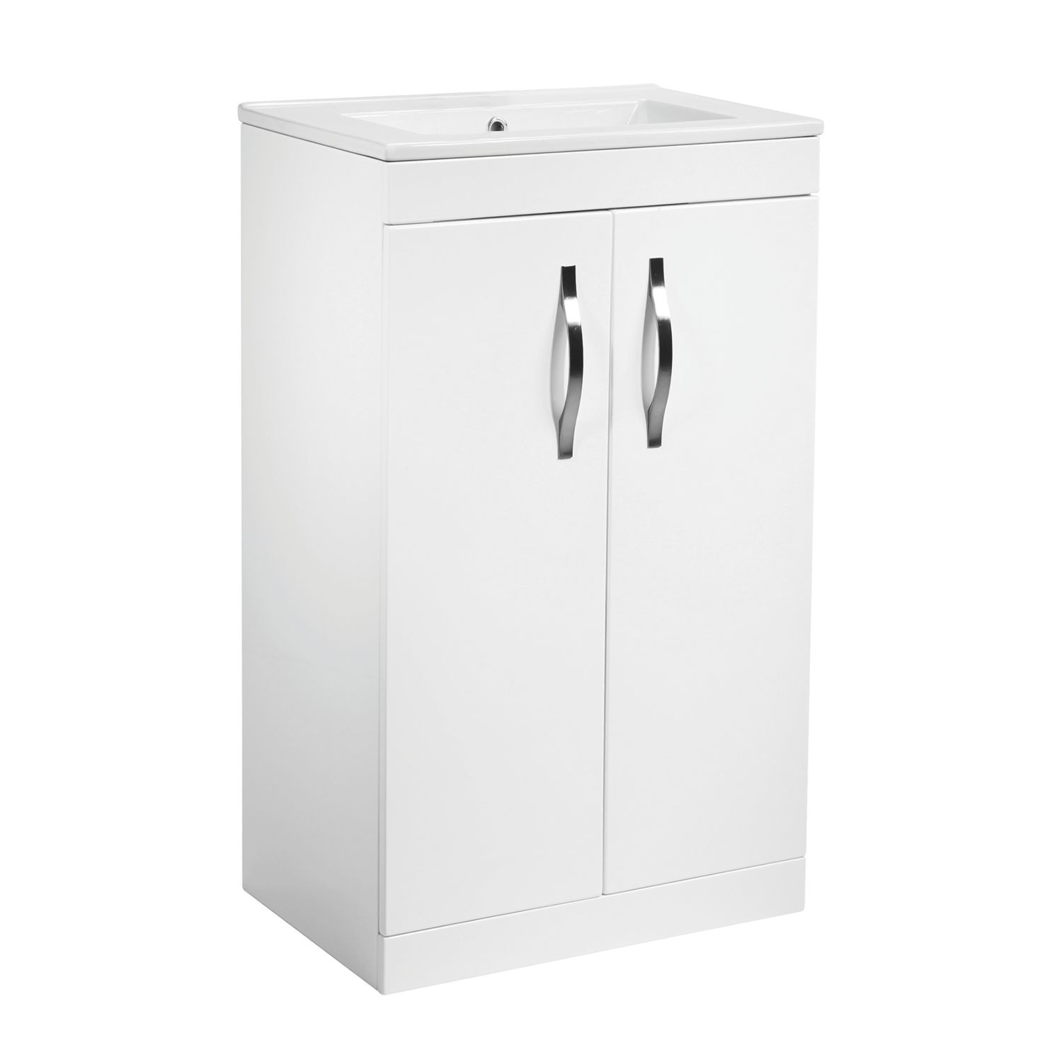 Essentials Ablis Freestanding Vanity Unit with Ceramic Basin Gloss White 510mm x 400mm x 846mm (271YN)