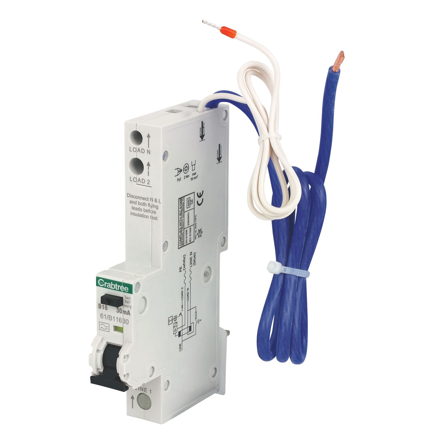 Crabtree Starbreaker 16A 30mA Type A SP B Curve RCBO (27247)