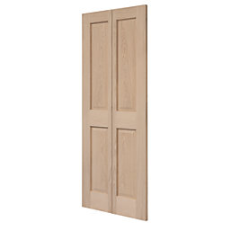 Unfinished Oak Wooden 4-Panel Internal Bi-Fold Victorian-Style Door 1981mm x 762mm