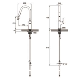 Clearwater Karuma KAR20BN Single Lever Tap with Twin Spray Pull-Out  Brushed Nickel PVD