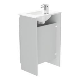Newland  Double Door Floor Standing Vanity Unit with Basin Matt Pearl Grey 500mm x 370mm x 840mm