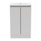 Newland  Double Door Floor Standing Vanity Unit with Basin Matt Pearl Grey 500mm x 370mm x 840mm