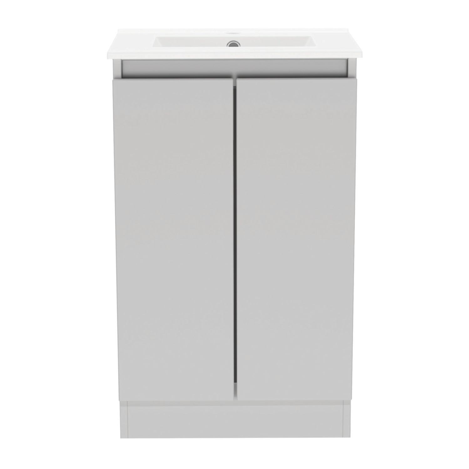 Newland Double Door Floor Standing Vanity Unit with Basin Matt Pearl Grey 500mm x 370mm x 840mm (272RN)