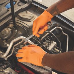 Site SDG310 Nitrile Powder-Free Disposable Grip Gloves Orange Medium 50 Pack