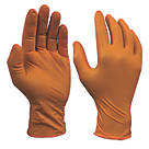 Site  Nitrile Powder-Free Disposable Grip Gloves Orange Medium 50 Pack