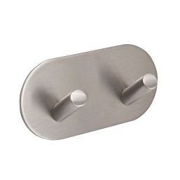 Eclipse 2-Hook Angled Coat Rail Satin Stainless Steel 96mm x 48mm