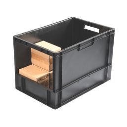 Barton 76Ltr 400mm x 600mm x 400mm Black Open Fronted Euro Container