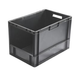 Barton 76Ltr 400mm x 600mm x 400mm Black Open Fronted Euro Container