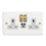 Varilight  13A 2-Gang SP Switched Socket + 4A 20W 2-Outlet Type A & C USB Charger Chalk White with White Inserts
