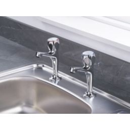 Bristan Value High Neck Pillar Round Head Kitchen Taps Chrome-Plated 1 Pair