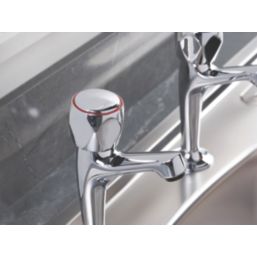 Bristan Value High Neck Pillar Round Head Kitchen Taps Chrome-Plated 1 Pair