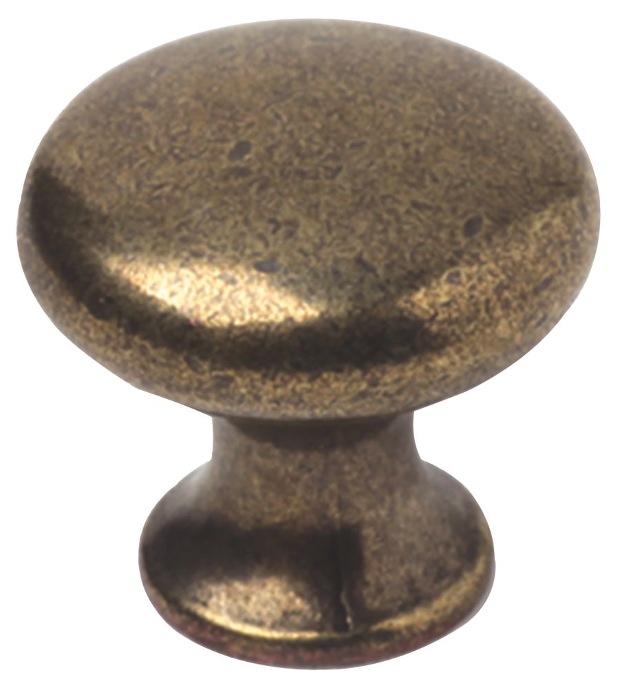 Essentials Decorative Round Knobs Antique Brass 20mm 2 Pack Screwfix