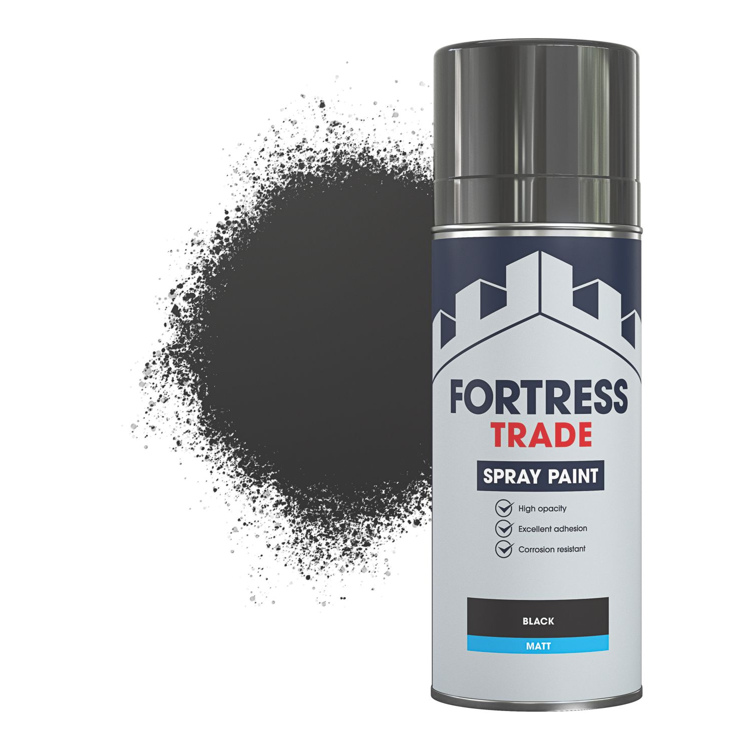 Fortress Trade 400ml Black Matt Anti Corrosive Metal Spray Paint (273JM)