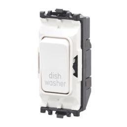 MK Grid Plus 20A Grid DP Dishwasher Switch White  with Colour-Matched Inserts