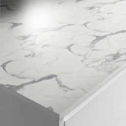 Wilsonart Zenith Marbre Veneto Matt White Marble Effect Compact Laminate Breakfast Bar 3000mm x 950mm x 12mm