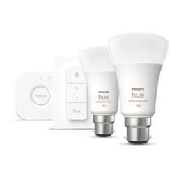 Philips Hue Ambience BC A19 RGB & White LED Smart Lighting Starter Kit 9W 806lm 3 Piece Set