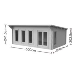 Forest Wolverley 19' 6" x 13' (Nominal) Pent Timber Log Cabin with Assembly