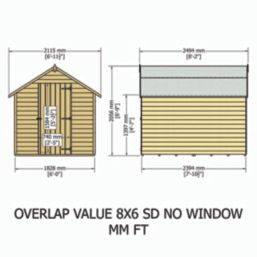 Shire  6' x 8' (Nominal) Apex Overlap Timber Shed