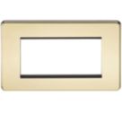 Knightsbridge Screwless 4-Module Modular Faceplate Polished Brass