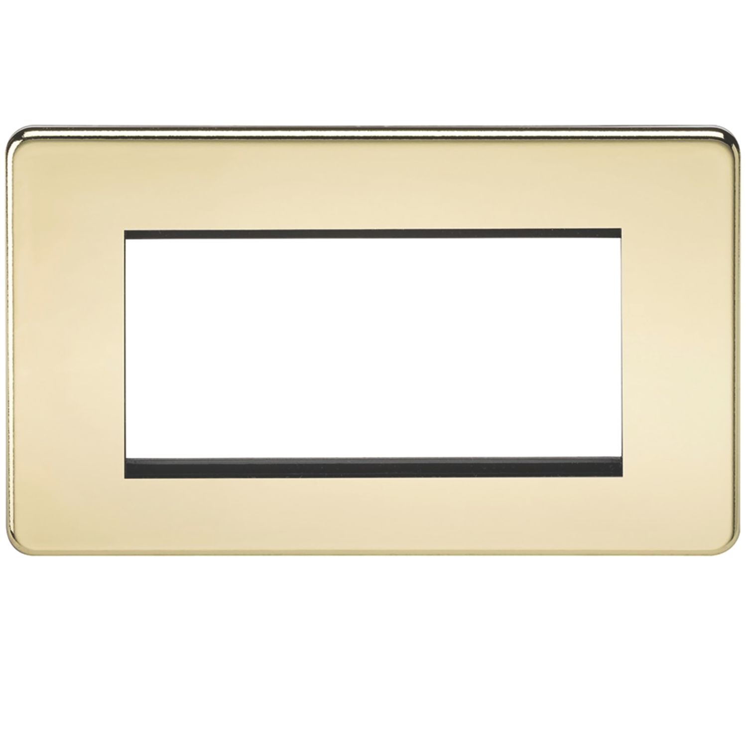 Knightsbridge Screwless 4-Module Modular Faceplate Polished Brass (273YA)