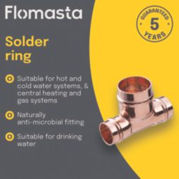 Flomasta  Brass Solder Ring Reducing Tees 22mm x 22mm x 15mm 5 Pack