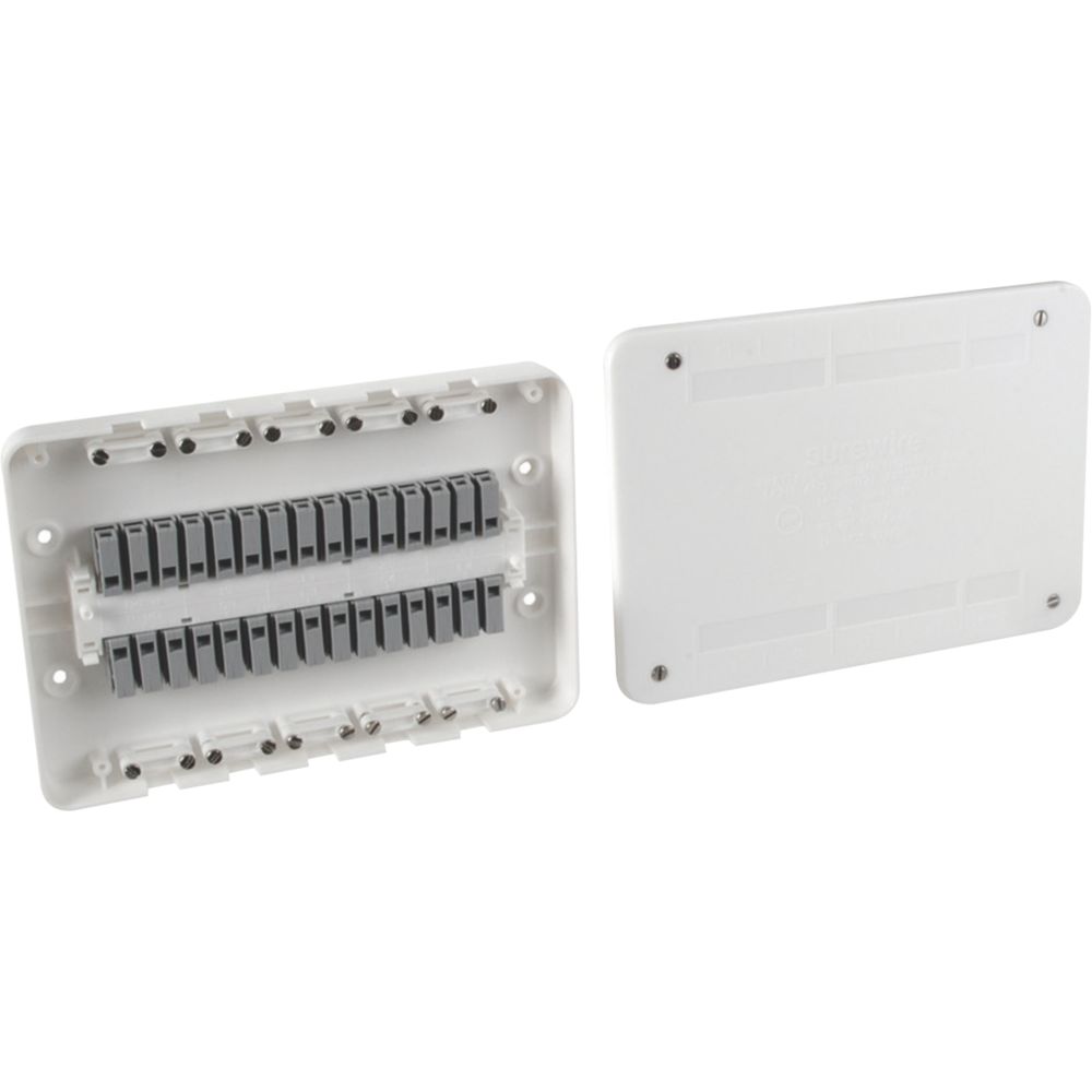 Surewire 16A 30-Terminal 4-Way Pre-Wired Junction Box 25 x 135 x 22mm ...