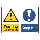 "Warning Dangerous Site Keep out" Sign 420mm x 594mm