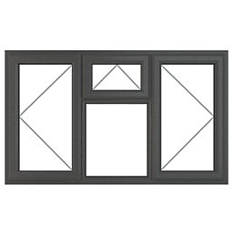 Crystal  Left & Right-Hand Opening Clear Triple-Glazed Casement Anthracite on White uPVC Window 1770mm x 1190mm