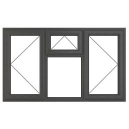 Crystal  Top, Left & Right-Hand Opening Clear Triple-Glazed Casement Anthracite on White uPVC Window 1770mm x 1190mm