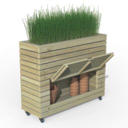 Forest Linear Rectangular Garden Planter with Wheels Natural Timber 1200mm x 400mm x 972mm