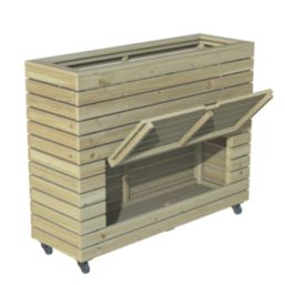 Forest Linear Rectangular Garden Planter with Wheels Natural Timber 1200mm x 400mm x 972mm