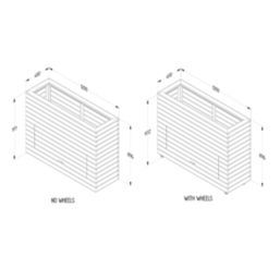Forest Linear Rectangular Garden Planter with Wheels Natural Timber 1200mm x 400mm x 972mm