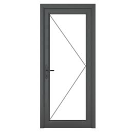 Crystal  Fully Glazed 1-Clear Light Right-Handed Anthracite Grey uPVC Back Door 2090mm x 890mm