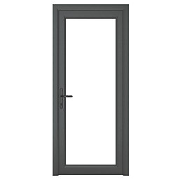 Crystal  Fully Glazed 1-Clear Light Right-Hand Opening Anthracite Grey uPVC Back Door 2090mm x 890mm