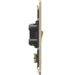 Knightsbridge  45A 2-Gang DP Control Switch Polished Brass with LED