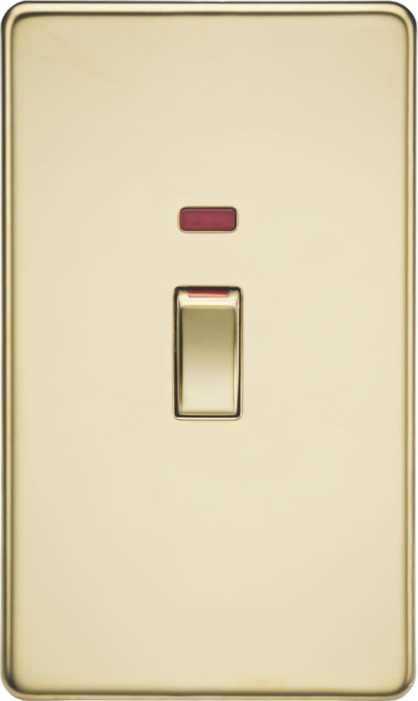 Knightsbridge 45A 2-Gang DP Control Switch Polished Brass with LED ...