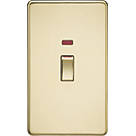Knightsbridge  45A 2-Gang DP Control Switch Polished Brass with LED