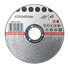 Metal Metal Cutting Discs 115mm (4 1/2") x 22.2mm 5 Pack