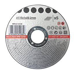 Metal Metal Cutting Discs 115mm (4 1/2") x 22.2mm 5 Pack