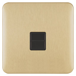 Schneider Electric Lisse Deco 1-Gang Master Telephone Socket Satin Brass with Black Inserts