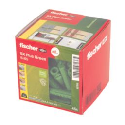 Fischer SX PLUS Nylon Green Wall Plugs 8mm x 65mm 45 Pack