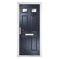Crystal  6-Panel 2-Light RH Blue Composite Front Door 2090 x 920mm