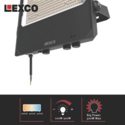 Lexco Secunda Outdoor LED Floodlight With Photocell Black 300W 23,000-40,000lm