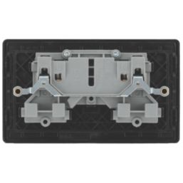 British General Evolve 13A 2-Gang SP Switched Socket Matt Black  with Black Inserts