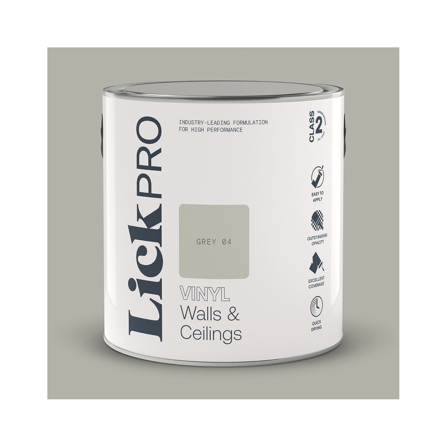 LickPro 2.5Ltr Grey 04 Vinyl Matt Emulsion Paint (275TM)